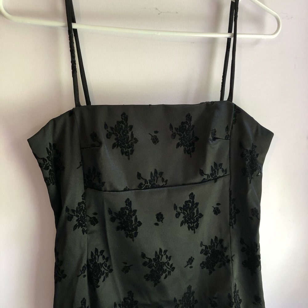 Vintage Y2K bodycon dress with flocked floral pattern - Picture 5 of 11